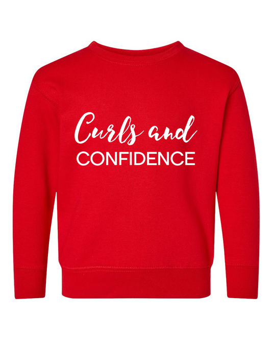 Curls and Confidence Sweatshirt (Red) - KIDS