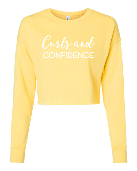 Cropped Curls and Confidence Sweatshirt (Yellow)